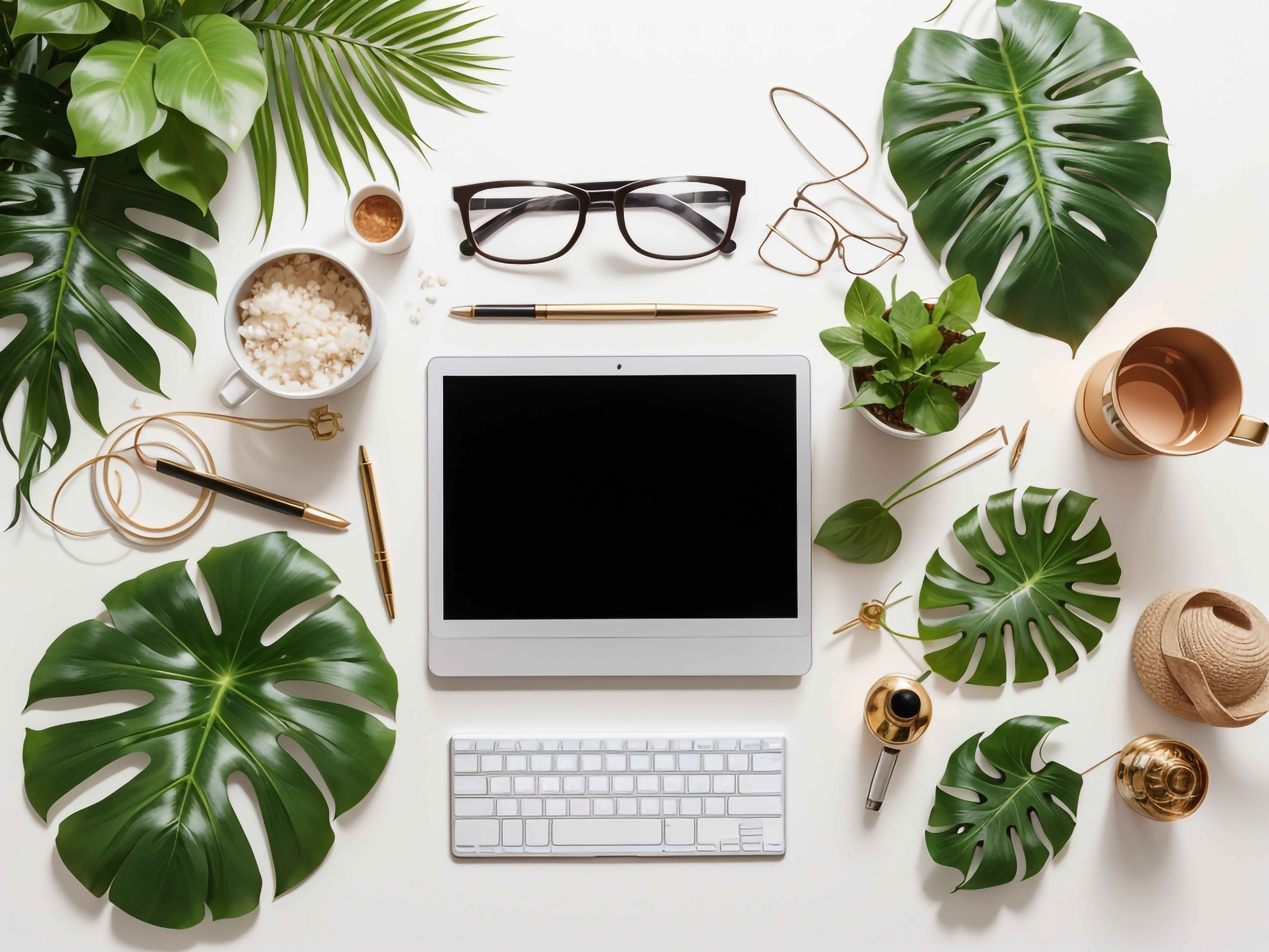 top-view-business-desk-table-with-tropical-laptop-setup
